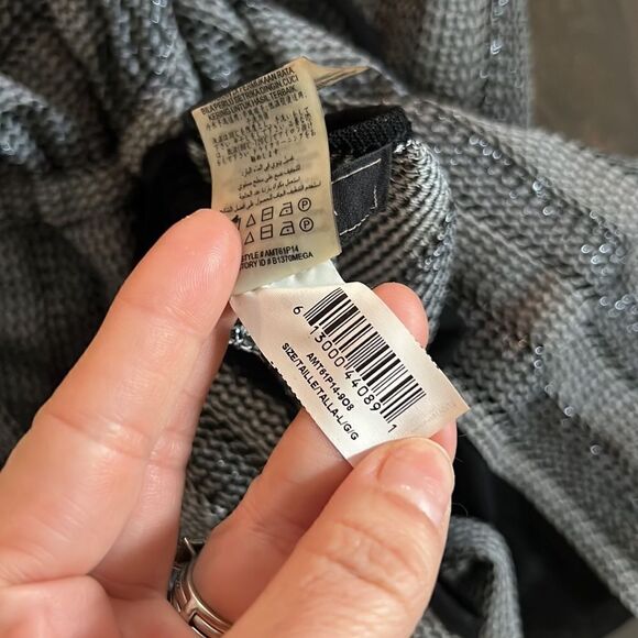 BCBGMAXAZRIA SzXS ASYMMETRICAL STRIPE SLEEVELESS A-LINE DRESS METALLIC Sz-Large - Picture 12 of 14